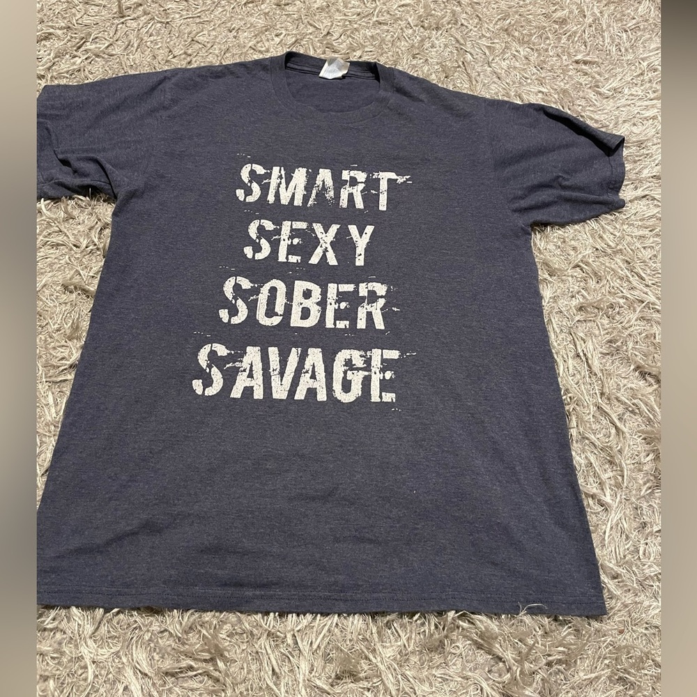 Port and Company Dark blue Gray Graphic Tee